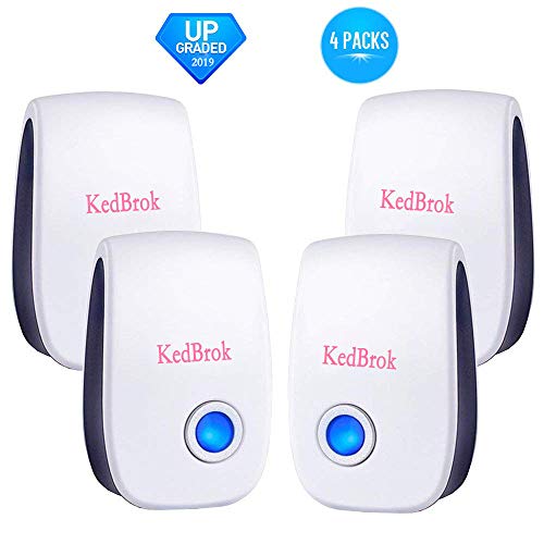 KedBrok Répulsif Ultrason Anti-Rongeurs Insectes, 4 Paquets Répulsif Électronique Anti Rats Souris Moustiques Coquerelle Mouches Cafards Fourmis Araignées