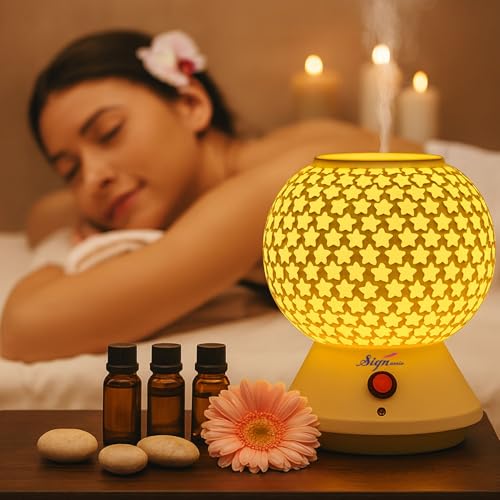 Image of Signamio Hand Made Table Top Camphor Diffuser Burner - Kapoor Machine for Home & Office - Kapoor Dani Electrical Aroma Oil Diffuser Night Lamp - DN-3 (Aroma Oils not Included)