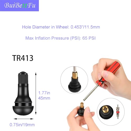Image of TR413 Valve Stem Puller Setup Toolkit 1 x Valve Core Remover 1 x Valve Stem Installer 10 x Snap-in Valve Stems with Valve Stem Cores (22pcs)