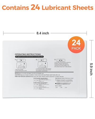 Vidateco Ölpapier für Aktenvernichter, 24 Blatt Ölblätter für die Wartung des Schredders