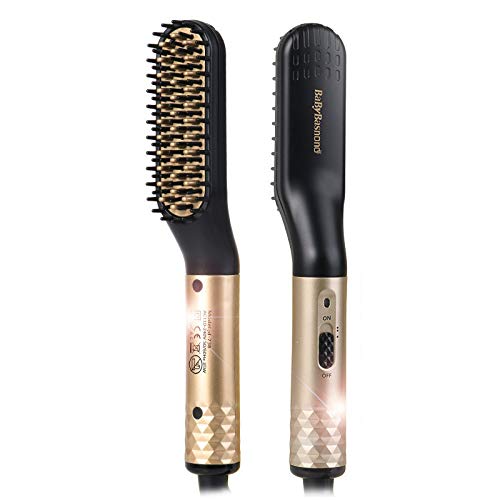 Dream-C Electric Beard Straightener, Ionic Hair Straightener Brush, Dual Voltage, Temperature Setting, Frizz-Free Portable Straightening Hot Comb with Anti-Scald for Travel, Home