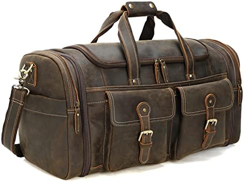Polare 23" Expandable to 29'' Duffel Retro Thick Full Grain Cowhide Leather Gym Weekender Overnight Luggage Bag For Men 1 Polare 23" Expandable to 29'' Duffel Retro Thick Full Grain Cowhide Leather Gym Weekender Overnight Luggage Bag For Men