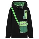 Minecraft Boys Hoodie - Creeper Hooded Sweatshirt Warm Soft Pullover Streetwear 7-14 Years Gifts for Boys Teenagers (Black/Green, 9-10 Years)
