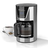 Barista Filterkaffeemaschine mit Timer | Inkl. Glas-Kanne für bis zu 12 Tassen Kaffee | Für Kaffeepulver [ 1,5 Liter / 900 Watt/Edelstahl ]