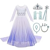 Girl Princess Snow Party Dress Queen White Costumes with Accessories (6 Years, White 2 with Accessories)