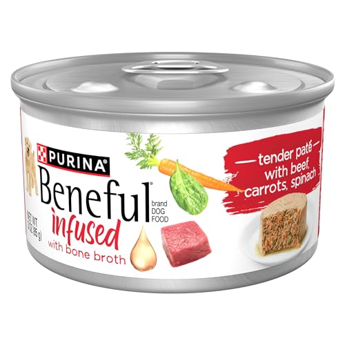 Image of Purina Beneful Infused Wet Pate Dog Food with Real Beef, Carrots and Spinach, with Bone Broth for Dogs - (Pack of 12) 3 oz. Cans