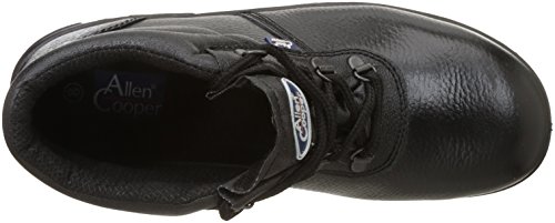 Allen Cooper AC-1144 High Ankle DIP-PU Sole, Safety Shoe (Black, Size 8)