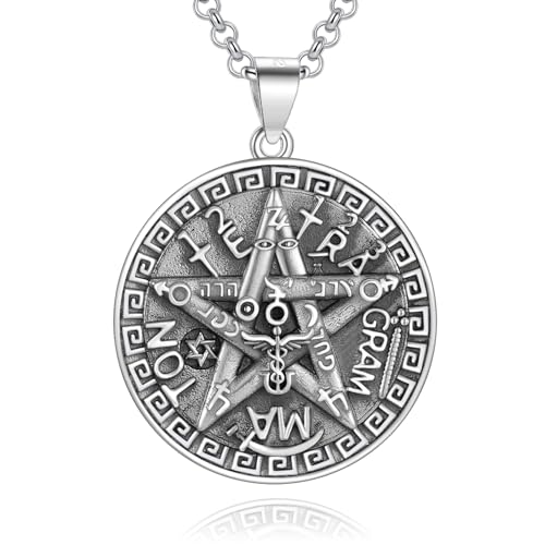 Tetragrammaton/Thors Hammer/Viking Axe/Jewish/Yahweh Necklace for Men 925 Sterling Silver Viking Norse Pagan Jewelry Gifts for Women