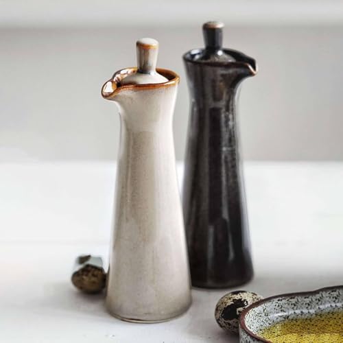 Dispenser tradizionale giapponese in ceramica per salsa di soia – 120 ml, bottiglia per salsa di soia e aceto, grigio, 120 ml