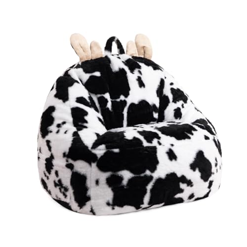 ALIMORDEN Kids Stuffed Animal Bean Bag Chair, Comfy Toddler Bean Bag Sofa, Cow