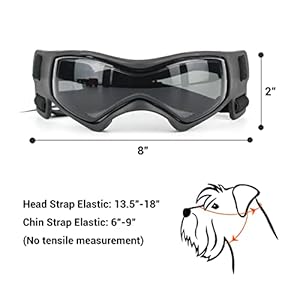 ENJOYING Dog Goggles Small Breed Anti-UV Puppy Sunglasses for Small-Medium Dogs Anti-fog Windproof Snowproof Doggy Glasses Eyes Protection, Soft Frame, Black