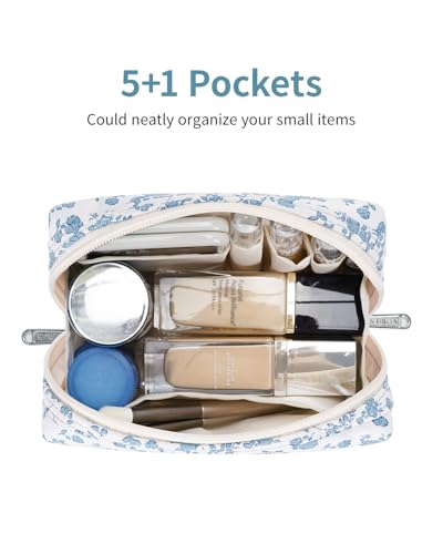 image for Narwey Small Cute Floral Makeup Bag for Purse Mini Cosmetic Bag Travel