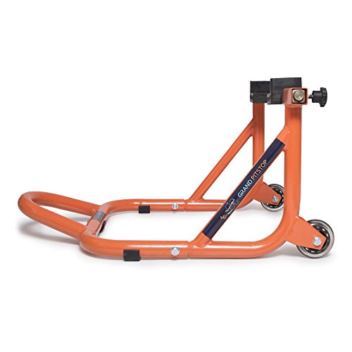 Image of GrandPitstop Rear Paddock Stand with Swing Arm Slider Spool Bobbin M8 (Black and Orange)