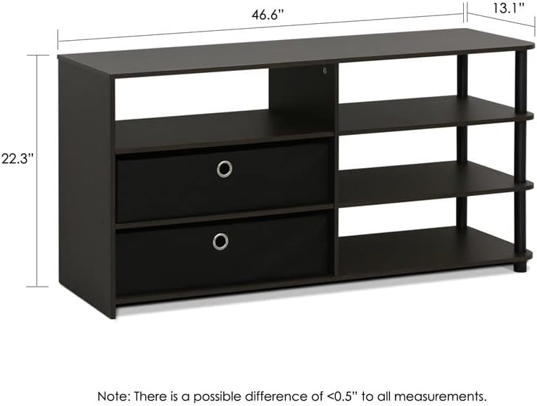 FURINNO Simple Design TV Stand for up to 50-Inch, Wood, Walnut/Black, One Size