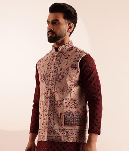 Image of SOJANYA (Since 1958 Men's Velvet Nehru Jacket With Paisley Print