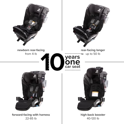 Image of Diono Radian 3RXT SafePlus Max Rear and Forward-Facing Convertible Car Seat, 2-in-1 Anti-Rebound Bar and Calf-Support, 10 Years 1 Car Seat, Slim Fit 3 Across, Black Storm