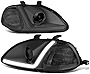 3D LED DRL Projector Headlights Assembly Compatible with Honda Civic 96-98, Driver and Passenger Side, Smoked Lens Clear Corner