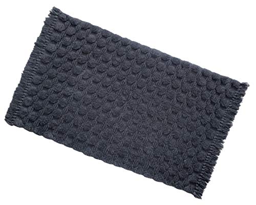 Image of THE HOME TALK Cotton Bathmats | Water Absorbent Runners | Regular Striped Rugs | Floor Mats for Kitchen, Bathroom & Sink | Ultra Soft Mats | Non-Slip Store (Dark Grey, 21 x 34 in)