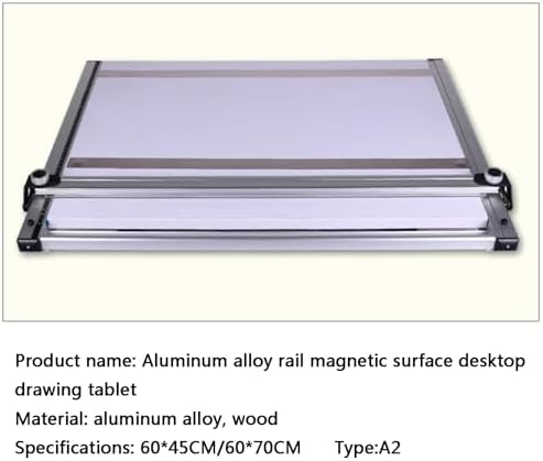Adjustable Portable Drafting Board with Parallel Motion Bar Magnetic Table Storage Bags,for Architectural & Engineering（60x45cm）