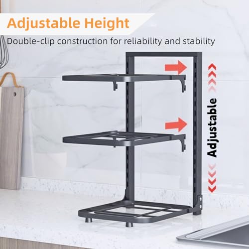 Felenny 4-Tier Pots and Pans Organiser Rack Adjustable Pot Rack Free Standing Pot and Pan Rack Organizer Cabinet Under Sink Pot Pan Rack, Baking Tray Storage and Organiser, Black - Image 5