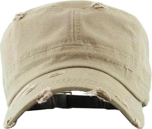 Image of Vintage Distressed Cadet Army Cap Basic Everyday Military Style Hat