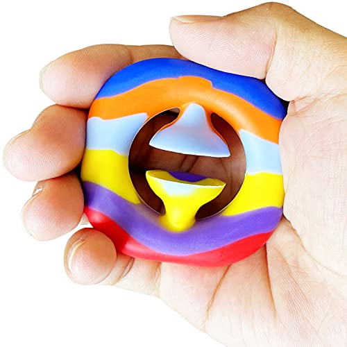 Silicone Grip Ring Decompression Toys Funny Suction Cup Finger Sensory Fidget Toy Grab and Snap Hand Toy, Stress Relief Squeeze Toy for Kids and Adult, Many Colors Silicone Push Toy (Multicolour)