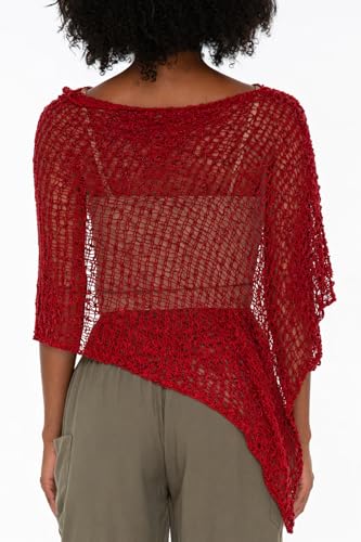 Image of SHU-SHI Summer Ponchos For Women Lightweight Sheer Popcorn Knit Sweater Cape Pullover