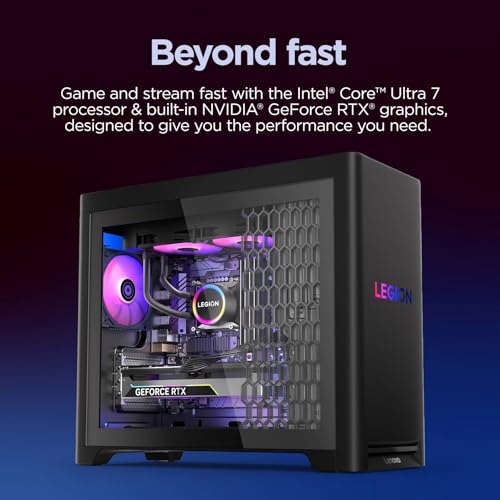 Image of Lenovo Legion Tower 5i 30L Desktop Computer Gaming PC, NVIDIA RTX 5060Ti(8GB GDDR7), Intel Ultra 7 265F(Max 5.3GHz), 64GB DDR5-5600 MT /S, 2TB SSD, Windows 11 Pro, KB & Mouse, Accessories