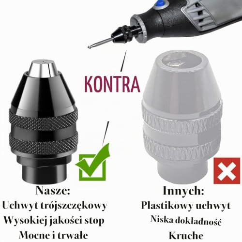 Pyroclasia 2 sztuki 4486 uchwyt wiertarski do Dremel, uchwyt zaciskowy, zamiennik od 1/32 do 1/8, szybkomocujący, tulejek zaciskowych, do Dremel 4000, 400, 3000, 398, 395, 300, 200, 285, 8200, itp.