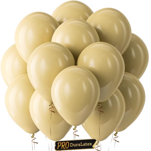 Image of Pro Duralatex Tan Balloons - 100 Pack 12 inch Extra-Thick Light Brown Boho Neutral Coffee Balloons for Graduation Birthday Boy Gender Reveal Jungle Safari Cowgirl Woodland Party Decorations