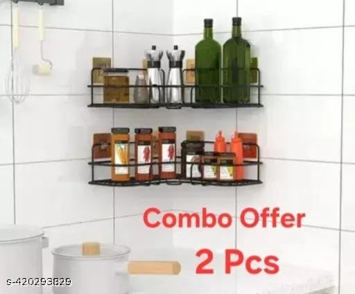 (Pack of 2) Multipurpose Self-Adhesive Kitchen Bathroom Corner Rack and Stands Mounted with Strong Magic Sticker Durable Hook Home Essentials/LCORNER/Bathroom Corner 2PIS|PRI-P5133