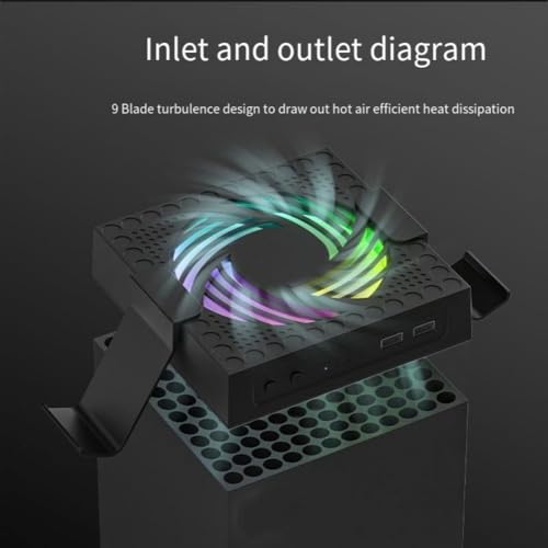 Wentylator chłodzący, pyłoszczelny, do konsoli Xbox Series X, z regulacją temperatury, wszechstronna prędkość wentylatora i złącze rozszerzenia USB, czarny (18 x 16 x 6 cm)