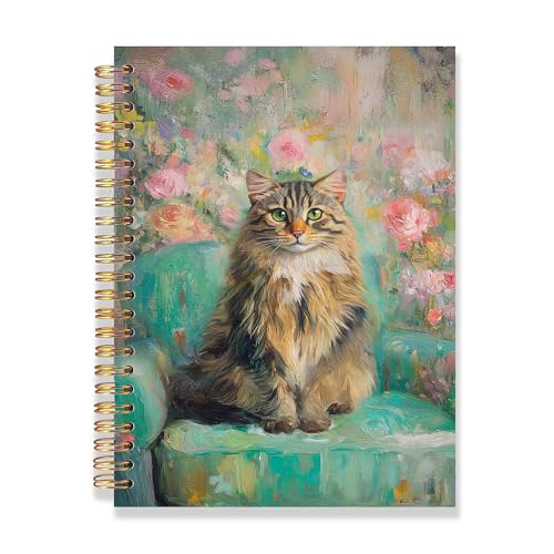 Carnet esthétique chat et fleurs rigide pour libérer votre créativité et vos émotions
