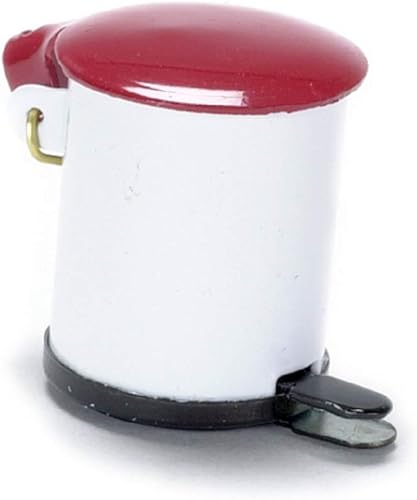 Cubo de basura miniatura para casa de muñecas con tapa