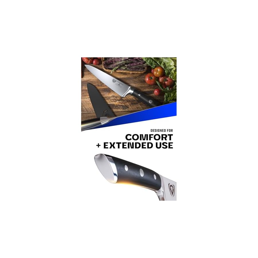 Dalstrong Chef Knife - 7 inch - Gladiator Series Elite - Forged High Carbon German Steel - Razor Sharp Kitchen Knife - Full Tang - Black G10 Handle - Sheath Included - Chef's Knife - NSF Certified