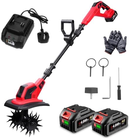 Cordless Tiller Rotavator Electric Garden Cultivator - 59IN Brush...