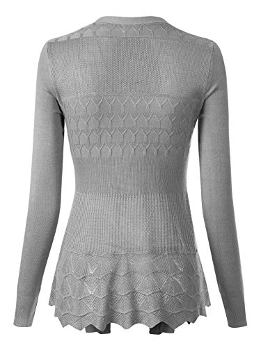 Design By Olivia Women's Long Sleeve Crochet Knit Draped Open Sweater Cardigan Heather Grey S #TOP2