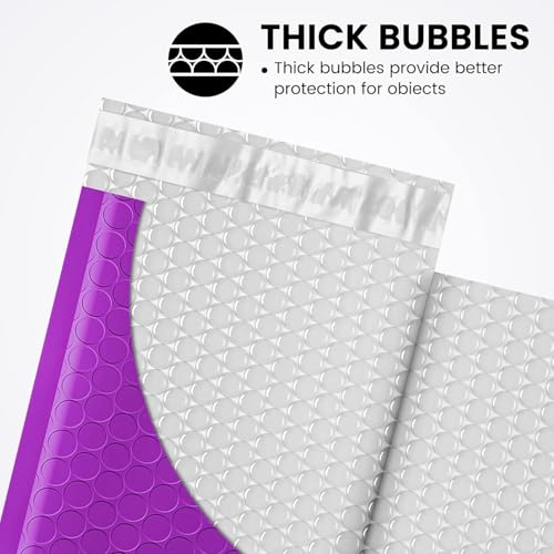 Image of Fuxury Bubble Mailers 4x8 Inch Purple 200 Pack Padded Envelopes Usable Size 4x7 inch Thick Mailing Envelopes Bubble Opaque Padded Mailers Shipping Bags for Mailing Jewelry Makeup Small Business#000