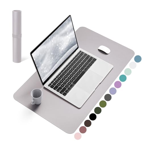 YSAGi Schreibtischunterlage, Mauspad mit Leder und Rutchfeste Wildleder, Multifunktionales Office Mousepad Laptop Schreibunterlage, Tischschutz Unterlage für Büro/Home-Office (Graulila, 60x35cm)