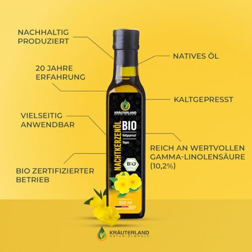 Foto von Kräuterland Bio Nachtkerzenöl 2x250ml (500ml) kaltgepresstes Speiseöl