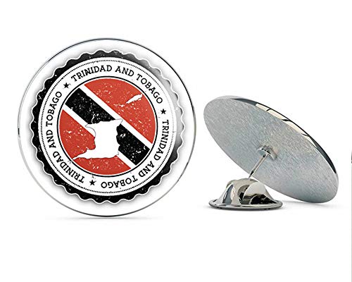 Trinidad and Tobago Grunge Map Flag Stamp Round Metal 0.75