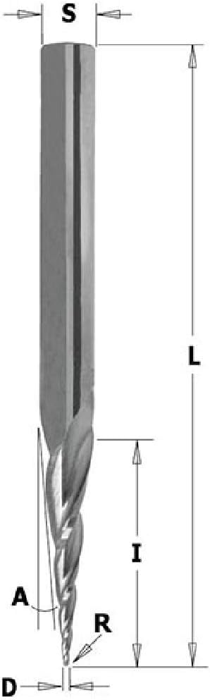 CMT CMT-152080163 152080163-Fresa helicoidal conical HWM S=8 D=1.6x30x80 DX, 5 V, Black