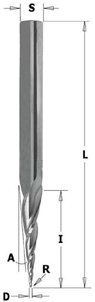 CMT 152.080.163 - FRESA ELICOIDALE CONICA Z3 POS. HWM S=8 D=1.6x30x80 DX