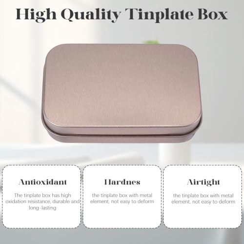 Image of 4 Pack 4 x 2.5 x 0.9In Metal Hinged Tin Box Rectangular Empty Hinged Tins Rose Gold Small Mini Iron Lid Storage Portable Organizer Containers for Tea Drawing Pin Candies Jewelry Crafts