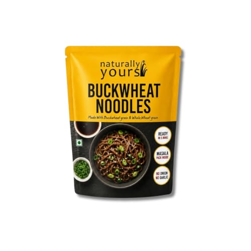 Image of Naturally Yours Buckwheat Soba Hakka Noodles | Kuttu Atta & Whole Wheat | No Maida, No Onion No Garlic, Jain Friendly, Vegan, Preservative Free | Tastemaker Inside | Healthy Noodles | 180g Pack