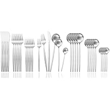 JASHII Silverware Set, 36 Piece Food Grade Stainless Steel Flatware Set Fork Spoon Knife Utensils for Daily Use and Party, Service for 6 Anti Rust, Safe in Dishwasher Matte Silver