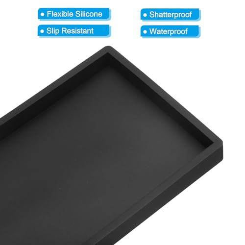 PATIKIL Silicone Bathroom Tray, 12" x 5" Soap Dispenser Tray Jewelry Organizer Dish for Restroom, Dresser, Kitchen Sink for Jewelry, Coin, Key, Black by PATIKIL - Image 4