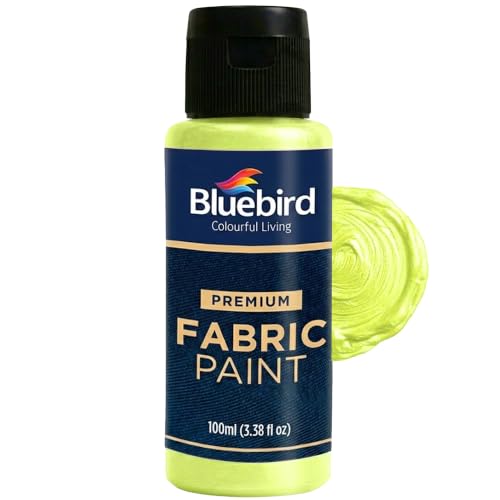 Image of BLUEBIRD Fabric Paint Iridescent Fluorescent Sour Yellow - 3.4 Fl Oz / 100 ML