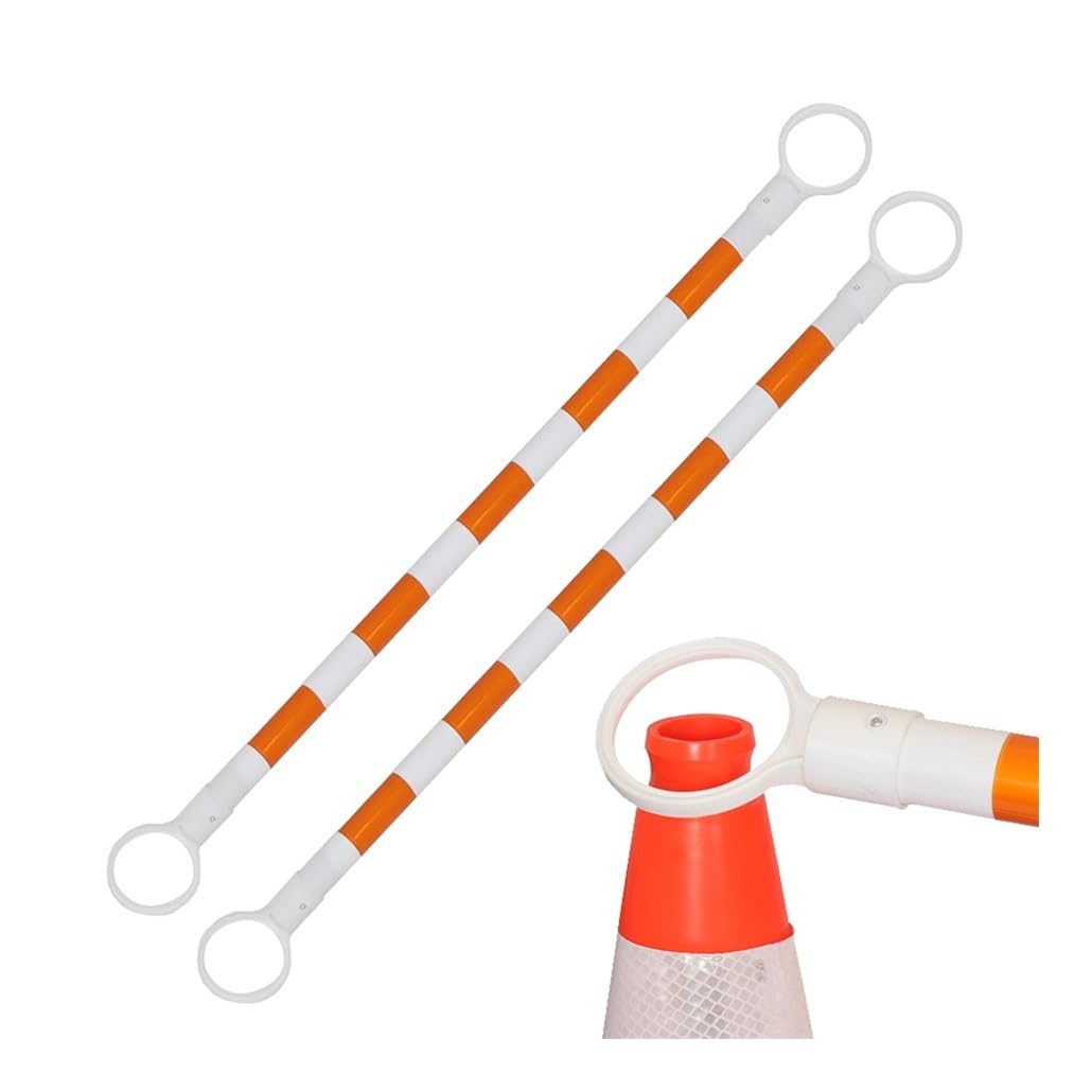 SGKOMN 12 Packs 5.2-9.8 Ft Adjustable Traffic Cone Bar, Retractable Safety Barrier for Road Construction, Work Zones, Events - Expandable Safety Caution Tape, Orange and White-2pcs