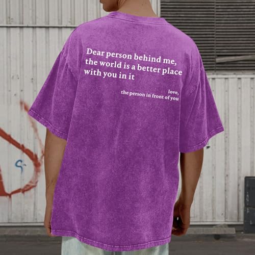 Image of Dear Person Behind Me Shirt You are Enough Tshirts for Men Oversized Inspirational Positive Tees Vintage Graphic Tops